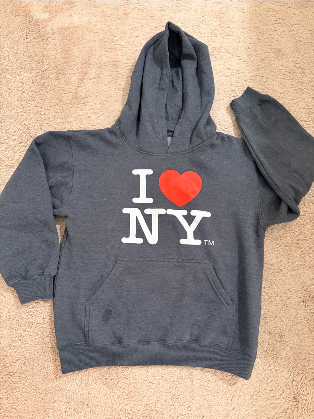I Love NY Hoodie Sweatshirt | Size M | Gray | Excellent Condition - 073